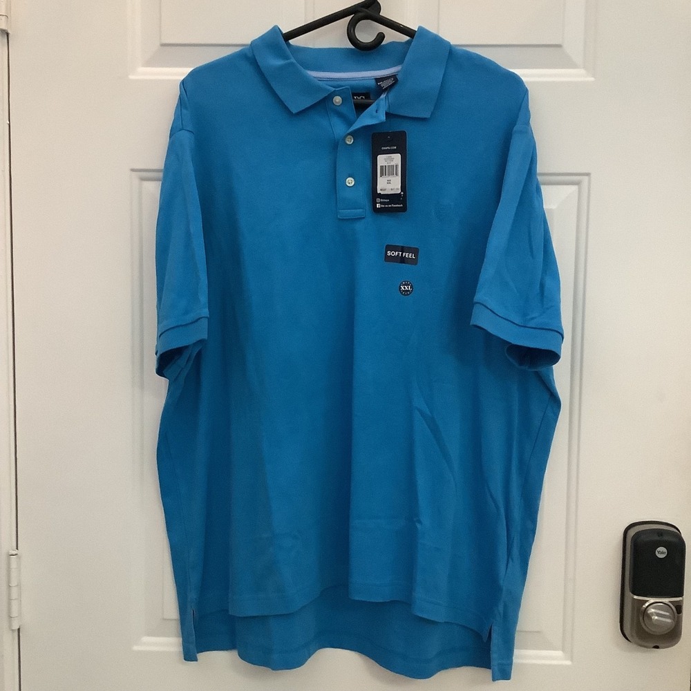 NWT CHAPS Men's Performance Everyday Polo Shirt Light Blue Size XXL Soft Feel‎